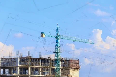 Construction site with blue sky Stock Illustration