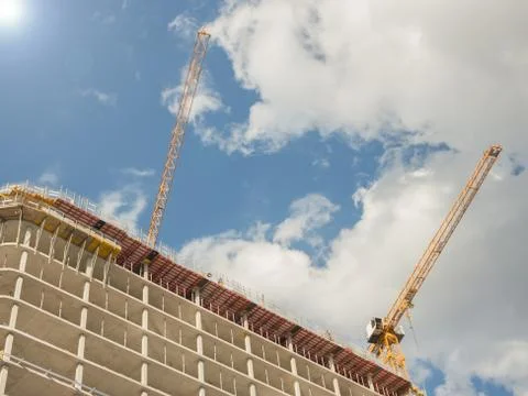 Construction site, blue sky Stock Photos