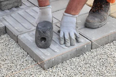 Construction site, brick paver 写真素材