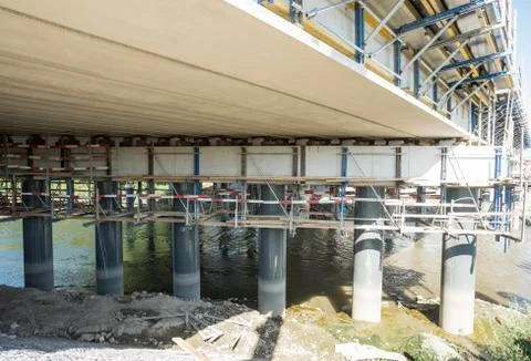 On a construction site of a bridge Stock Photos