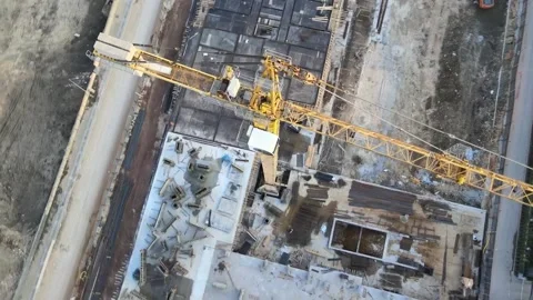Construction site, builder, worker, engineers, construction cranes Vídeo Stock 174939677