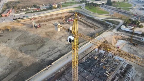 Construction site, builder, worker, engineers, construction cranes Vídeo Stock 174939678