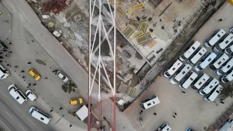 Construction site, builder, worker, engineers, construction cranes Stock Footage 174943862