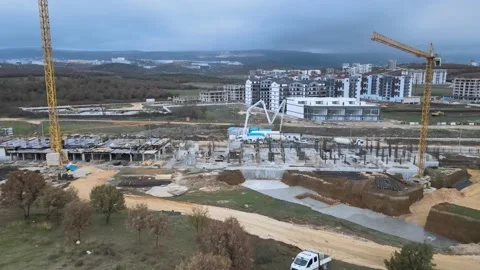 Construction site, builder, worker, engineers, construction cranes Stock Footage 174944176