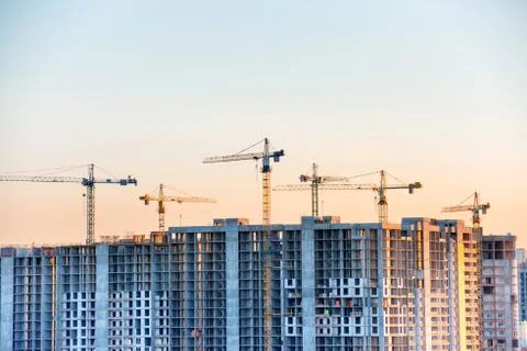 Construction site with buildind cranes