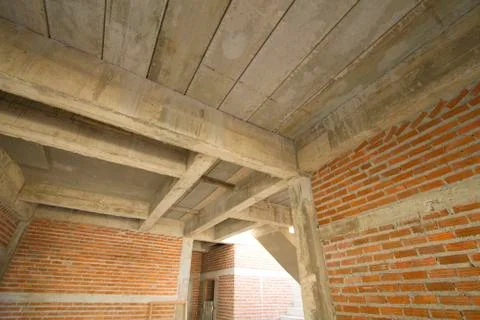 Construction site building with cement material structure Stock Photos
