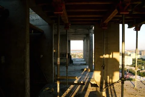 Construction site building with cement material structure Stock Photos