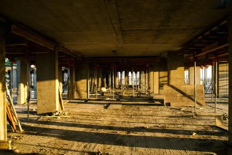 Construction site building with cement material structure Stock Photos