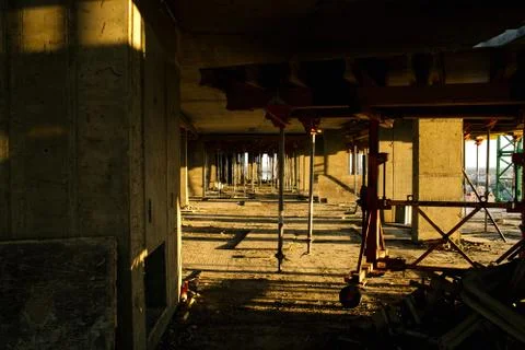 Construction site building with cement material structure Stock Photos