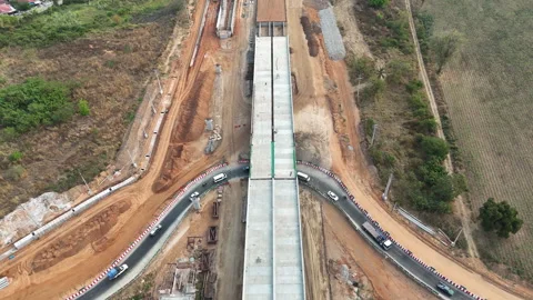 Construction site building cross intersection bridge Stock Footage 335365987