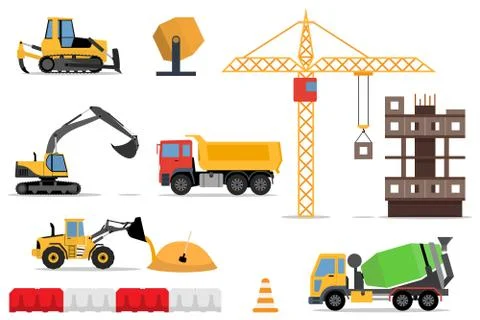 Construction site, building a house - vector flat illustration Stock Illustration