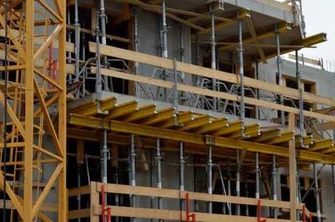 Construction site. building iron structures Stock Photos