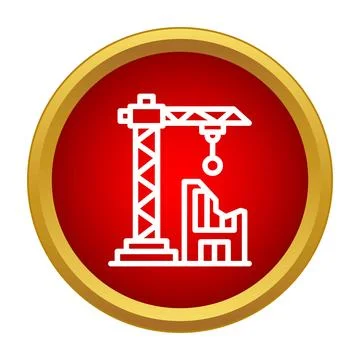 Construction site building with tower crane icon Stock Illustration