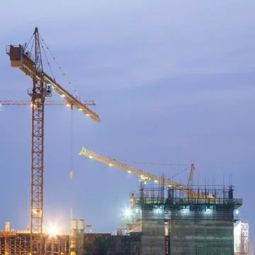 Construction site building on twilight time Stock Photos