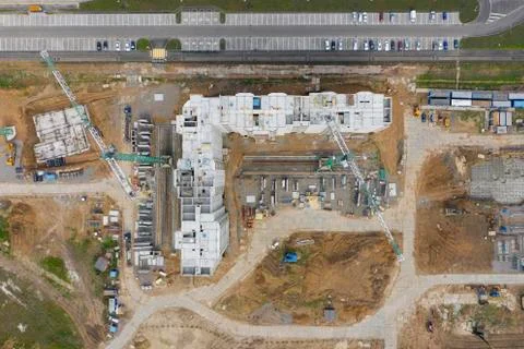 Construction site with building under construction. Stock Photos