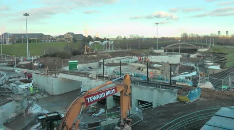 Construction site building White Water Course Stock Footage 1064990