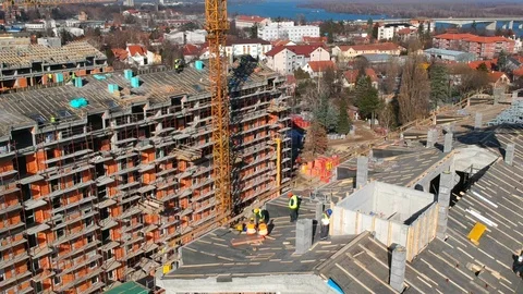 Construction site of buildings Видео 88140684