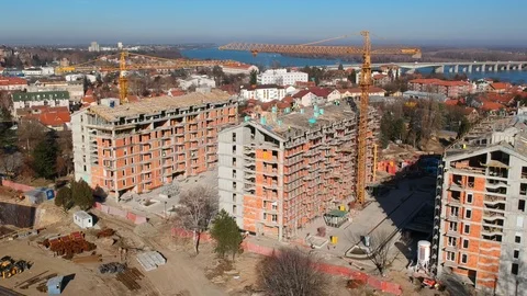 Construction site of buildings Stock Footage 88147842
