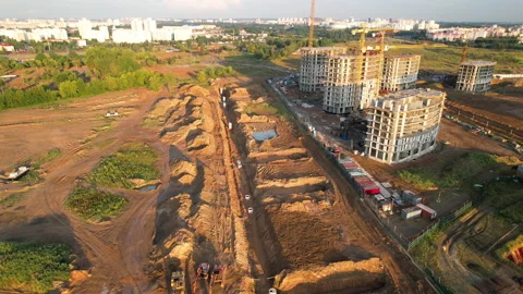 Construction site with buildings under construction, aerial view Stock-Footage 161962109