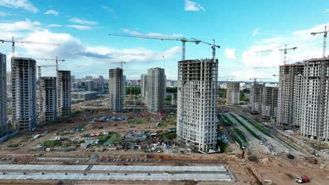 Construction site with buildings under construction, aerial view Stock Footage 219778209
