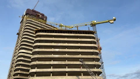Construction site with buildings under construction. Skyscraper construction Stock Footage 275346670