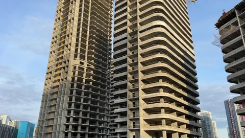 Construction site with buildings under construction. Skyscraper construction Stock Footage 275346994