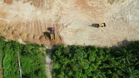 Construction site with a bulldozer in action Stock Footage 248057458
