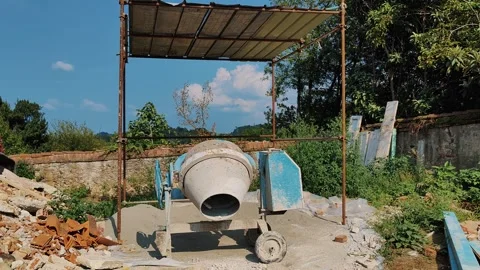 Construction Site with Cement Mixer in a Rural Setting. Stock Footage 306179783
