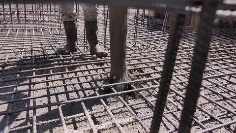 Construction site, cement,  pouring concrete mix . building construction 動画素材 124122372