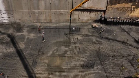 Construction site, cement,  pouring concrete mix . building construction 動画素材 124122433