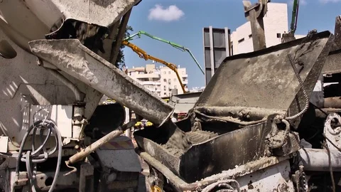 Construction site, cement,  pouring concrete mix . building construction 動画素材 124122655