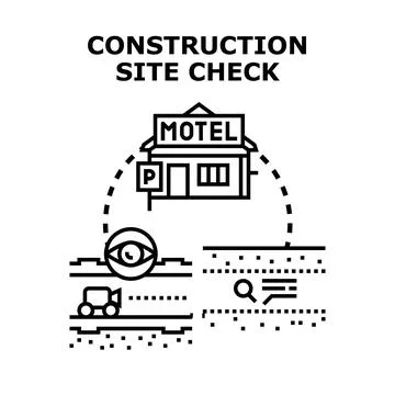 Construction site checking and engineering survey process Stock Illustration
