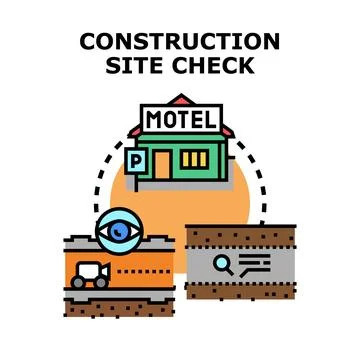 Construction site checking and engineering survey process Stock Illustration