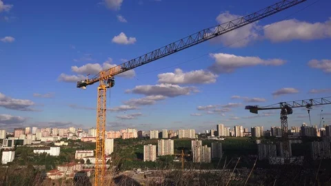 Construction site on the city background,  Turkey, Istanbul Stock-Footage 98717368