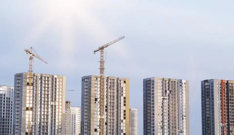 Construction site close to pavement under sunshine Stock Photos