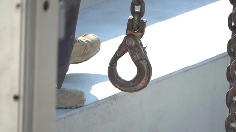 On the construction site, closeup on the hook, 250 fps HD, slomo Stock Footage 107200956