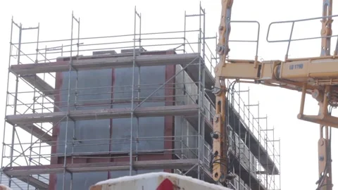 Construction site in the coal-fired power station Stock Footage 137576898