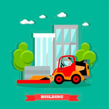 Construction site concept vector banner Stock Illustration
