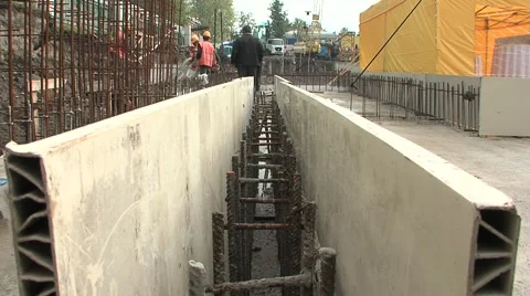 Construction site concrete screed Stock Footage 5165046