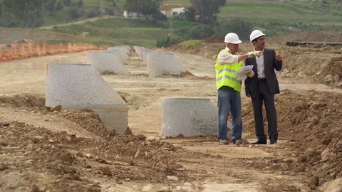 Construction Site, Construction, Outdoors, Day, Shaking Hands, Standing, Stock Footage 94019219