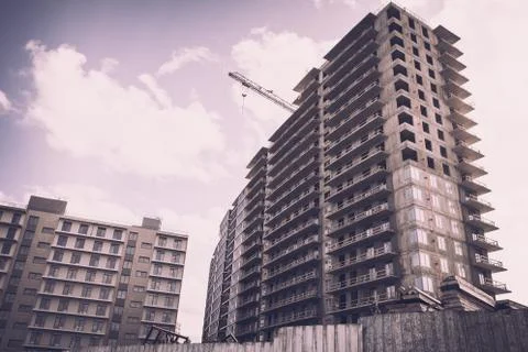 Construction site. The construction of a skyscraper from modern materials Stock Photos
