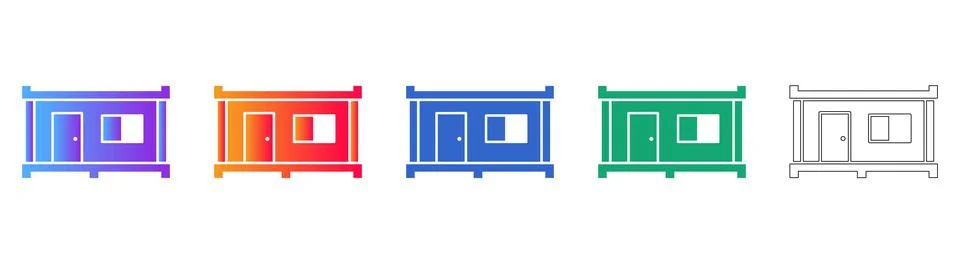 Construction Site Container Cabin Icons Stock Illustration