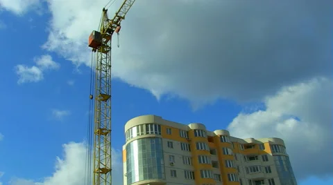 Construction site with crane and building Stock Footage 51863522