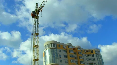 Construction site with crane and building Stock Footage 51863893