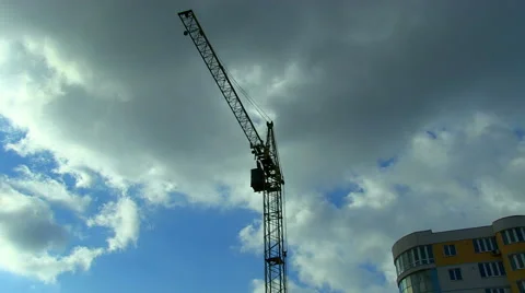 Construction site with crane and building Stock Footage 51863981