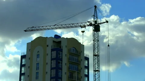 Construction site with crane and building Stock Footage 51864309