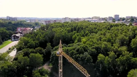 Construction site with crane and building Stock Footage 158644214