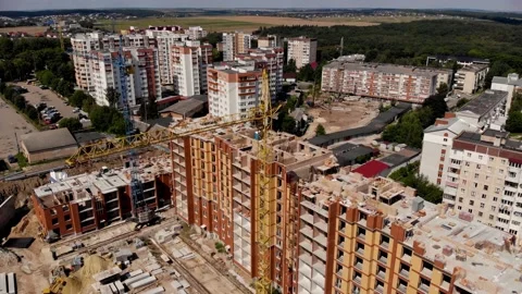 Construction site with crane and building Stock Footage 160425566