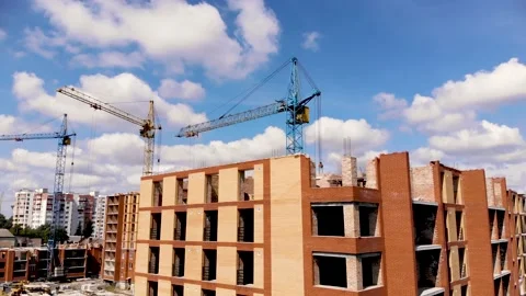 Construction site with crane and building Stock Footage 160425635