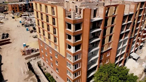 Construction site with crane and building Stock Footage 161983181